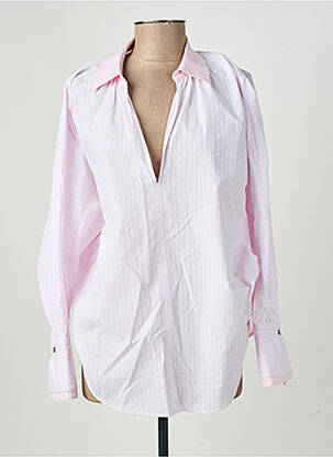 Blouse tissage popeline manches longues rose HANA SAN femme