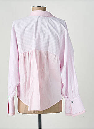 Blouse tissage popeline manches longues rose HANA SAN femme