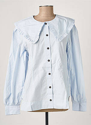 Chemisier coupe cintrée manches longues bleu GANNI femme