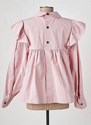 Chemisier tissage popeline manches longues rose GANNI femme