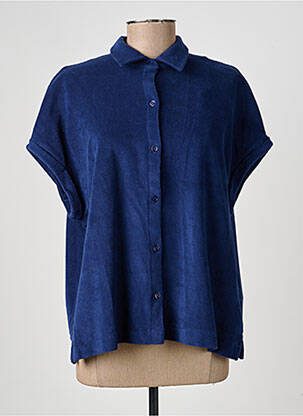 Chemisier coupe droite manches courtes bleu MAJESTIC FILATURES femme