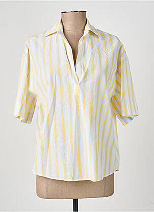 Blouse tissage popeline manches courtes jaune DIEGA femme