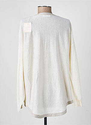 Pull coupe cintrée manches longues beige MAJESTIC FILATURES femme