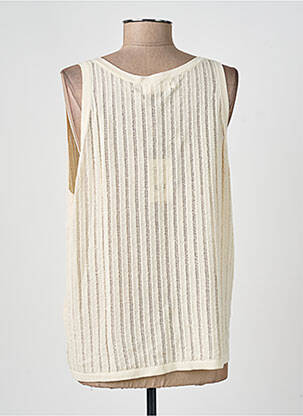 Pull maille ajourée sans manche beige ANNE MI femme