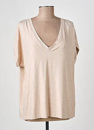 T-shirt col v manches courtes rose MAJESTIC FILATURES femme