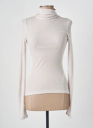Pull col roulé tissage côtelé manches longues beige SAMSOE & SAMSOE femme