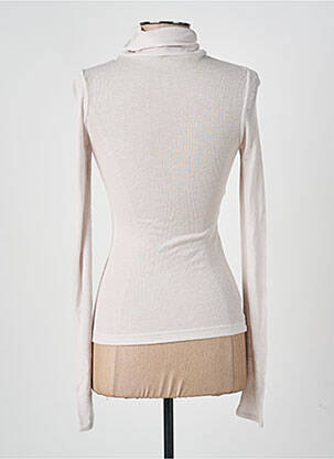 Pull col roulé tissage côtelé manches longues beige SAMSOE & SAMSOE femme