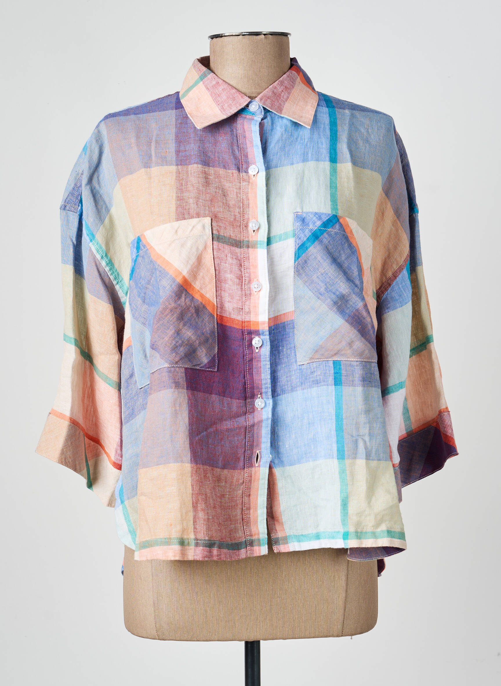 Chemisier tissage crêpe manches 3/4 orange BARBOUR femme