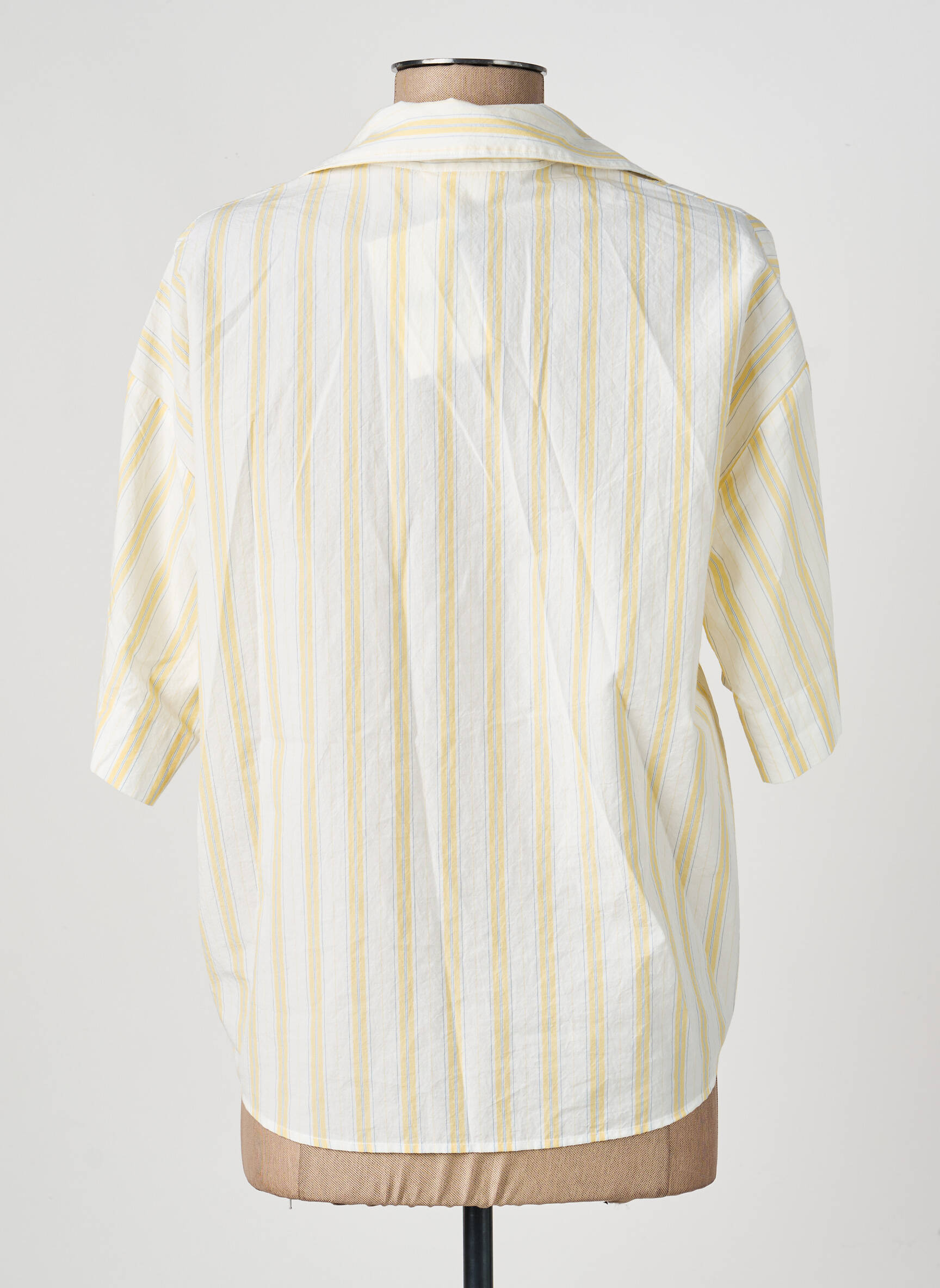 Blouse tissage popeline manches courtes jaune DIEGA femme