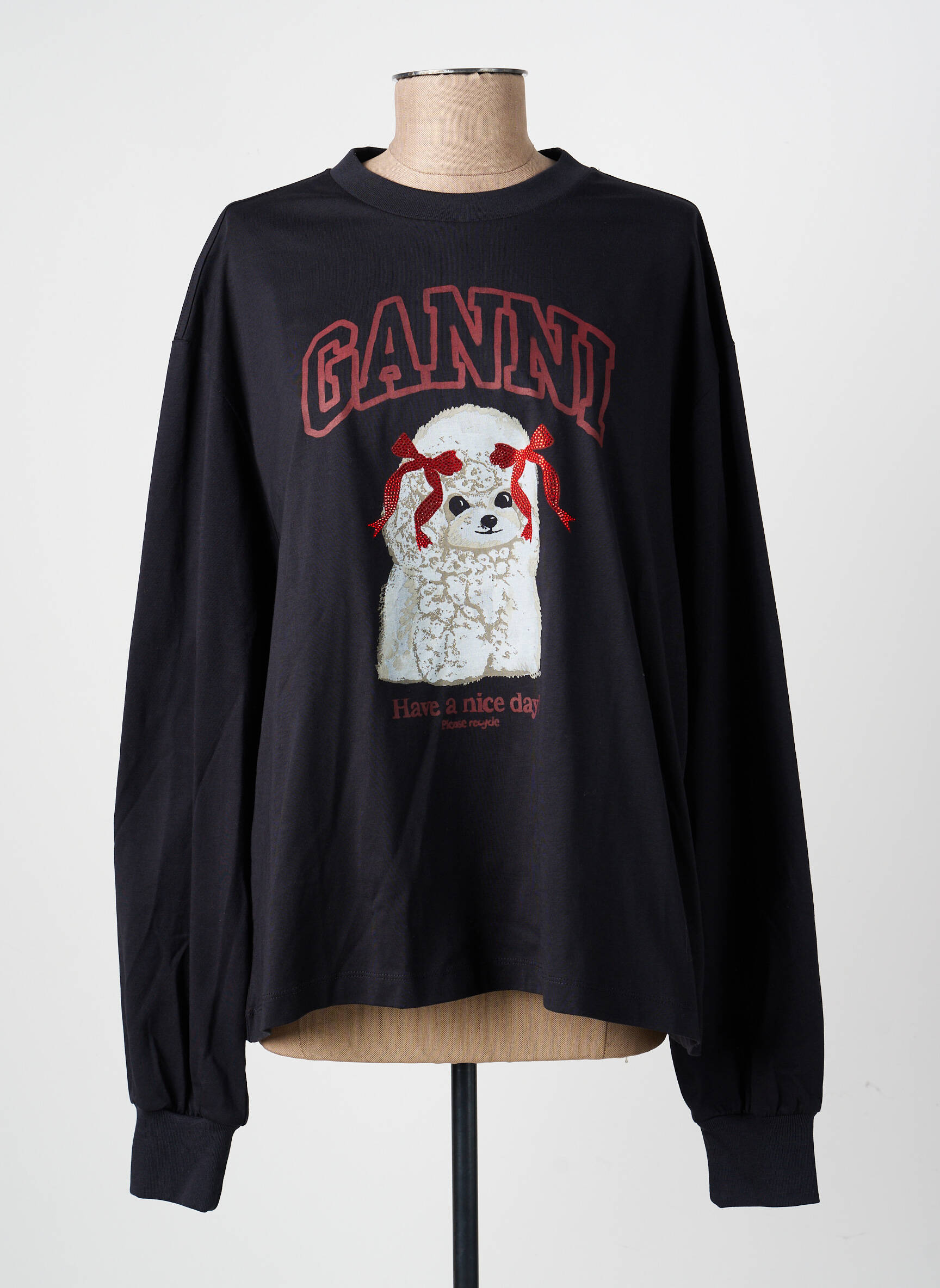 T-shirt manches longues manches longues noir GANNI femme