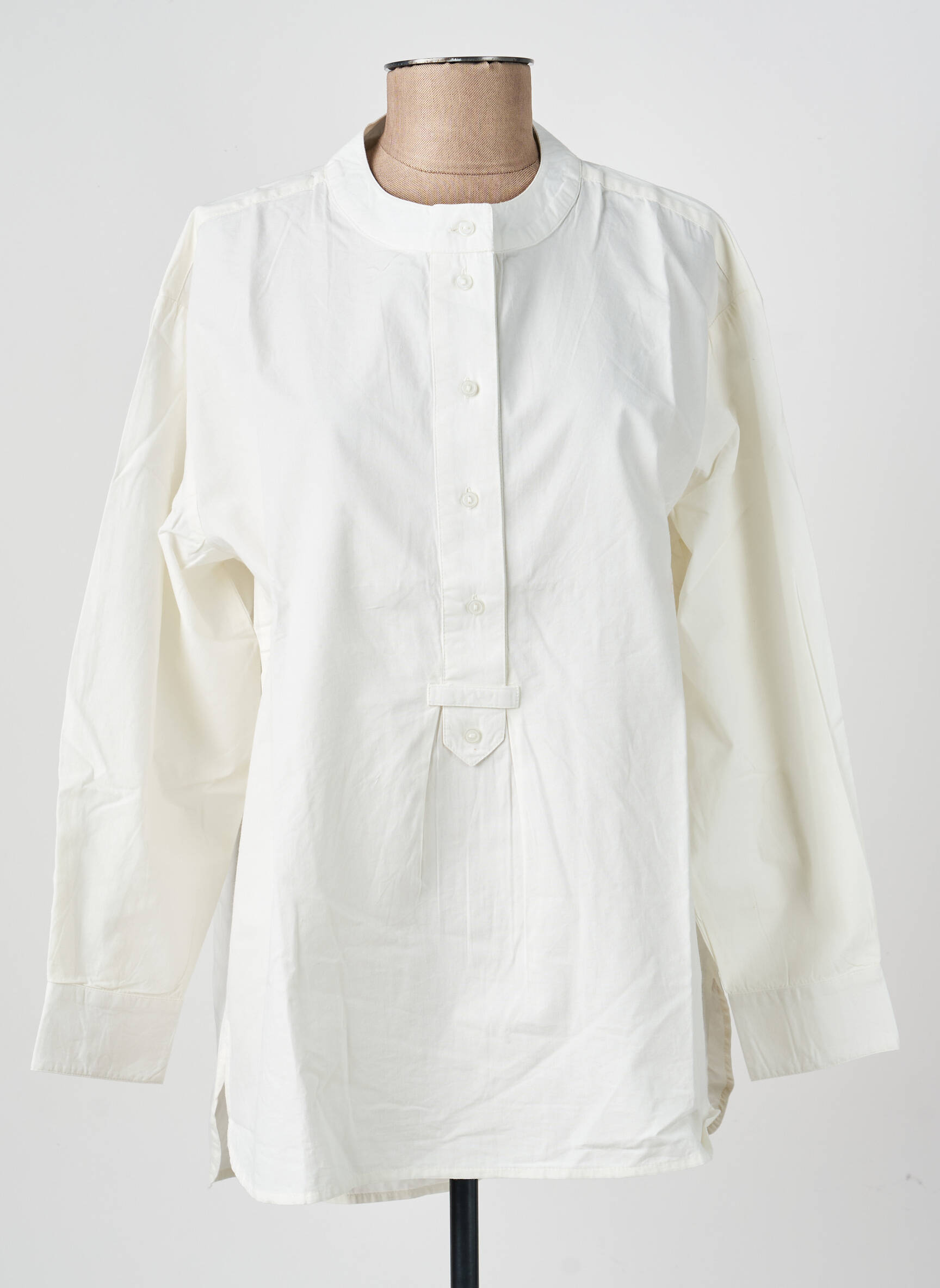 Tunique manches longues fermeture boutonnée sur le devant beige ANNE MI femme