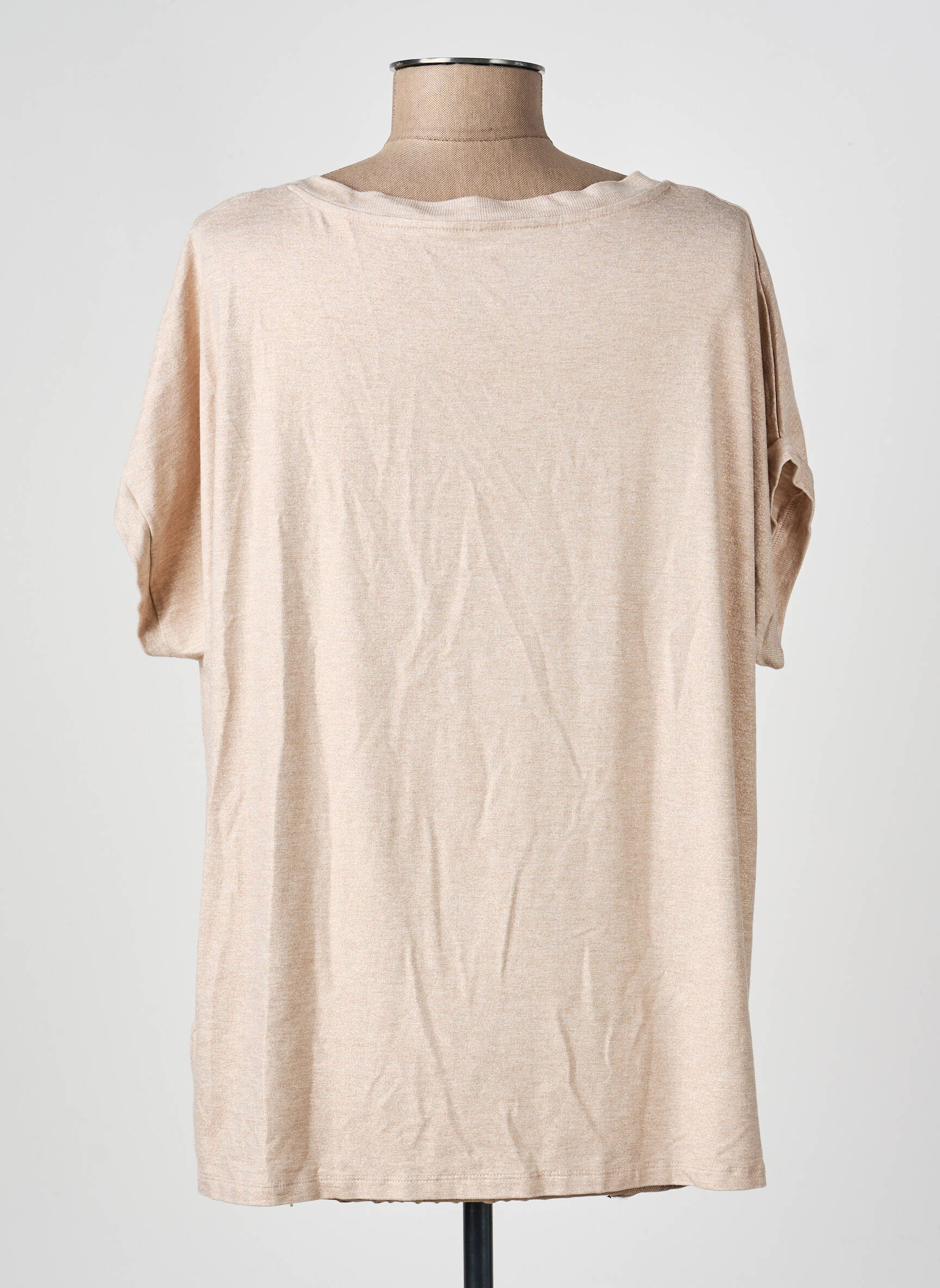T-shirt col v manches courtes rose MAJESTIC FILATURES femme