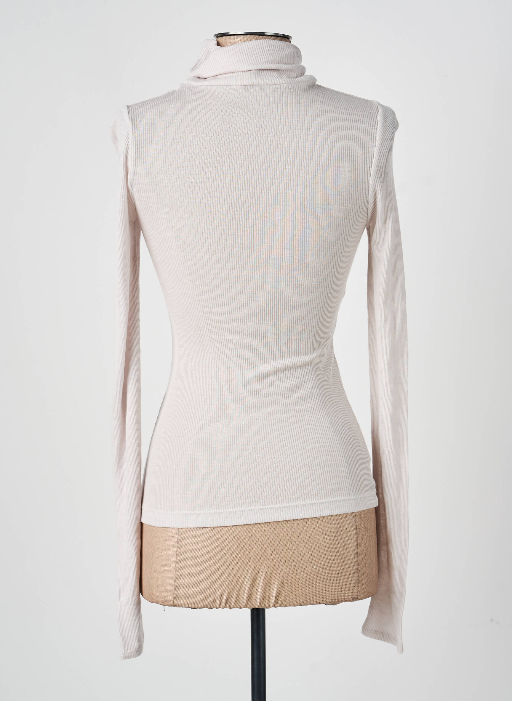 Pull col roulé tissage côtelé manches longues beige SAMSOE & SAMSOE femme