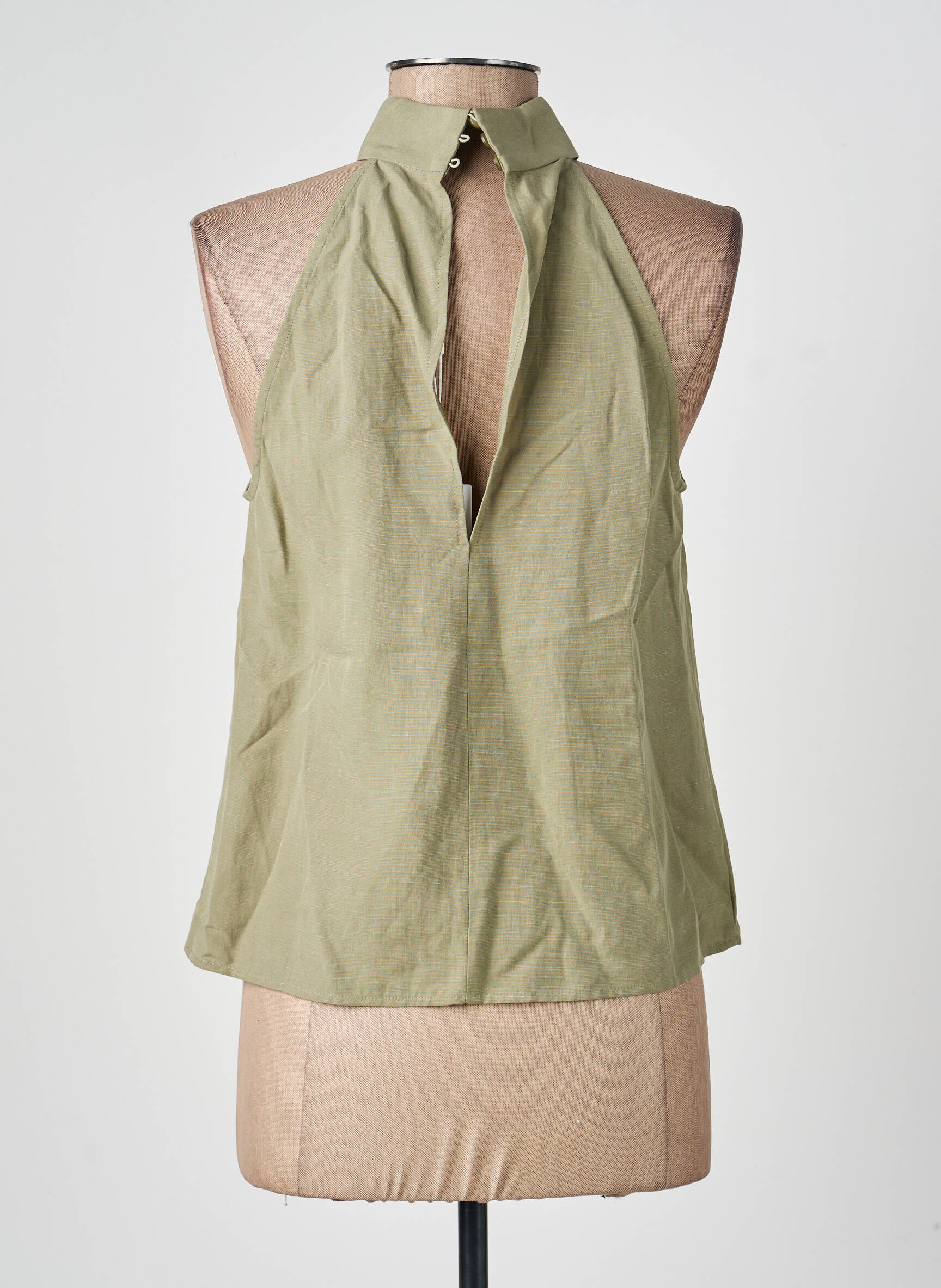 Top coupe cintrée sans manche vert SAMSOE & SAMSOE femme