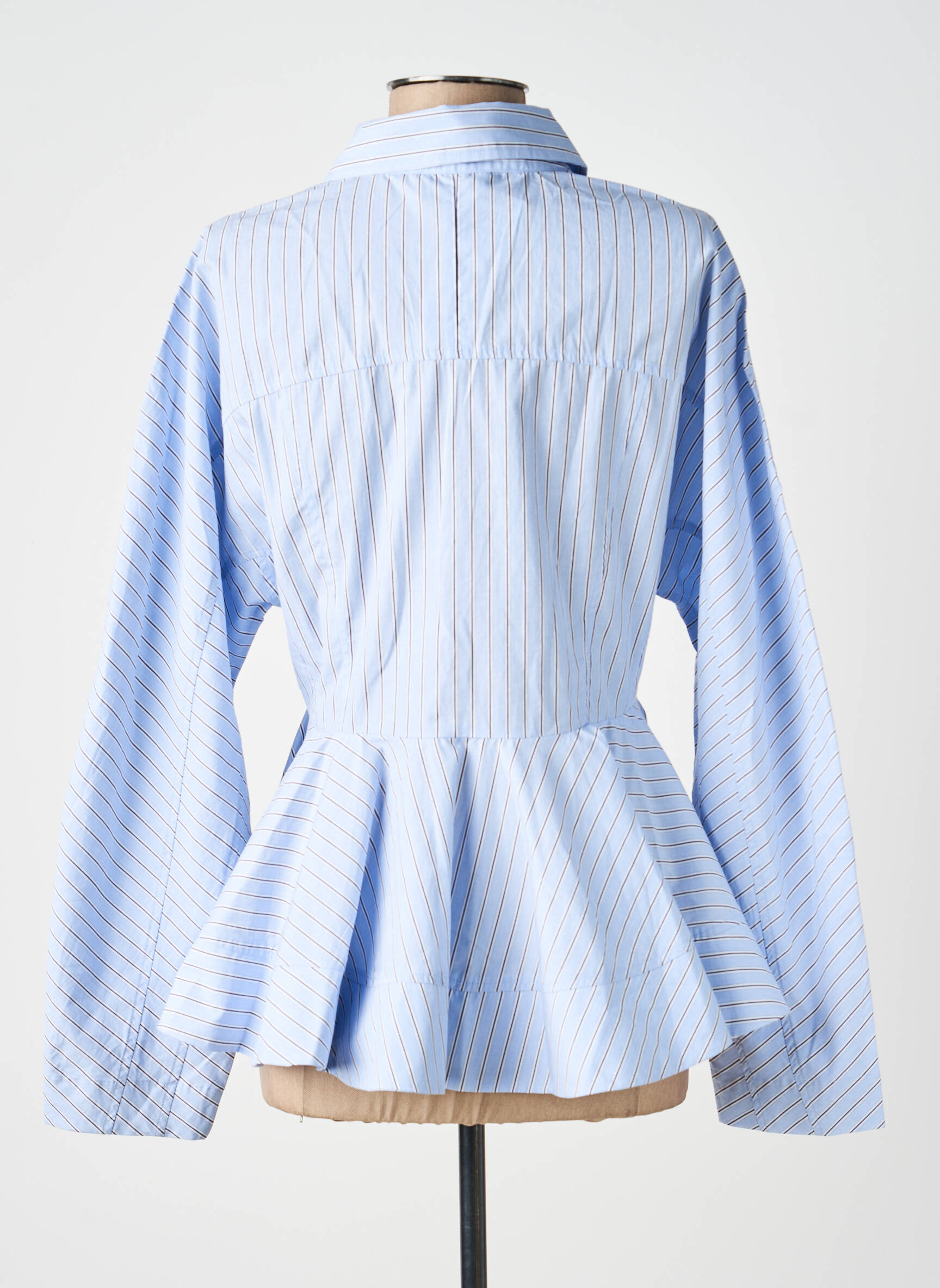 Tunique manches longues col chemisier bleu GANNI femme