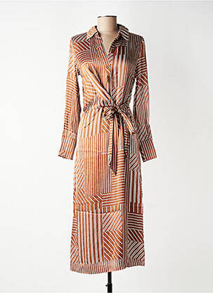 Robe longue manches longues manches longues marron GRACE & MILA femme