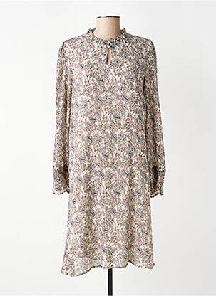Robe mi-longue coupe fluide manches longues beige MOLLY BRACKEN femme