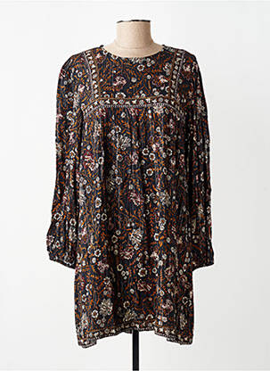 Robe courte coupe évasée manches longues noir GRACE & MILA femme