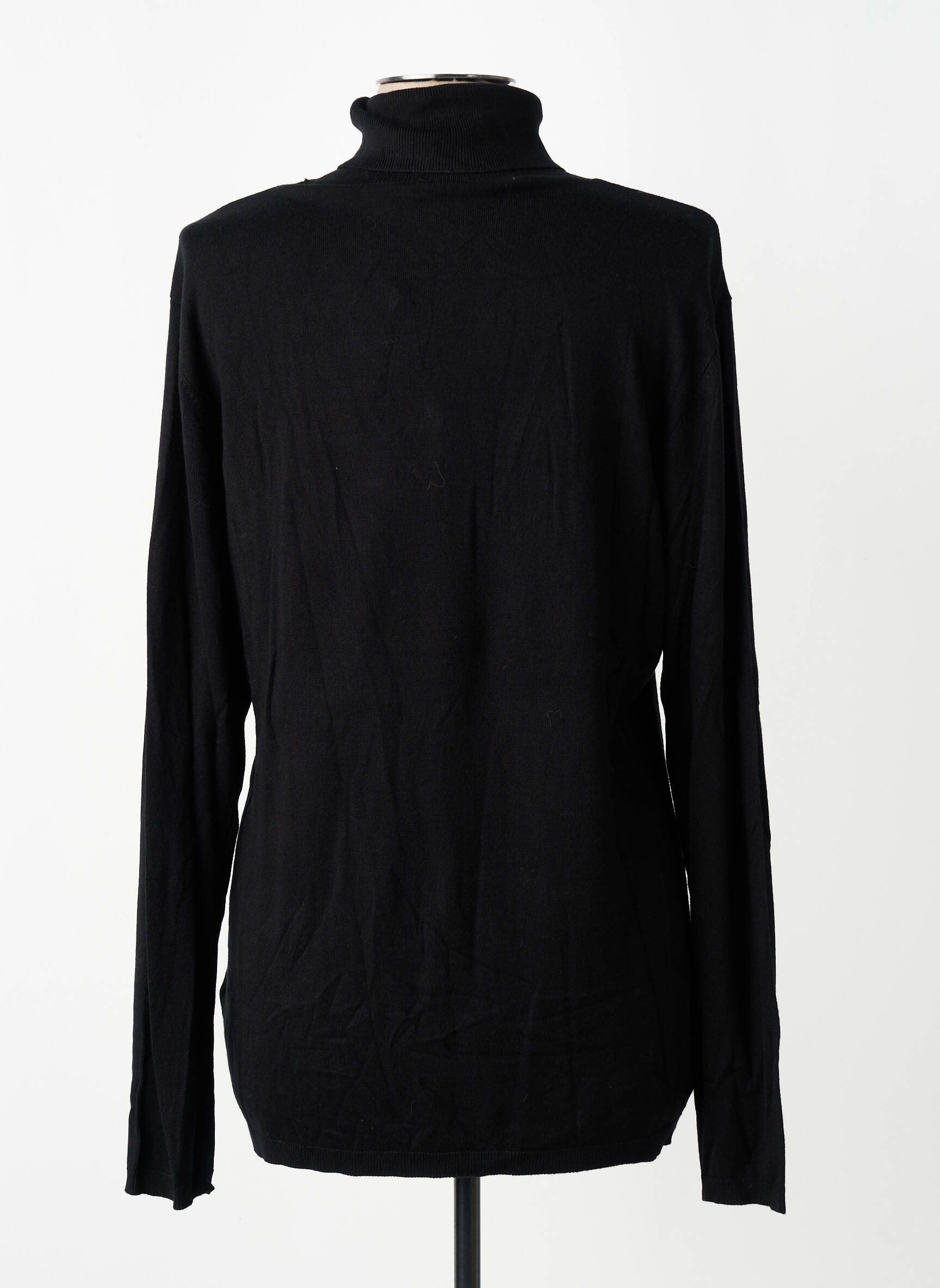 Pull col roulé stretch manches longues noir ICHI femme
