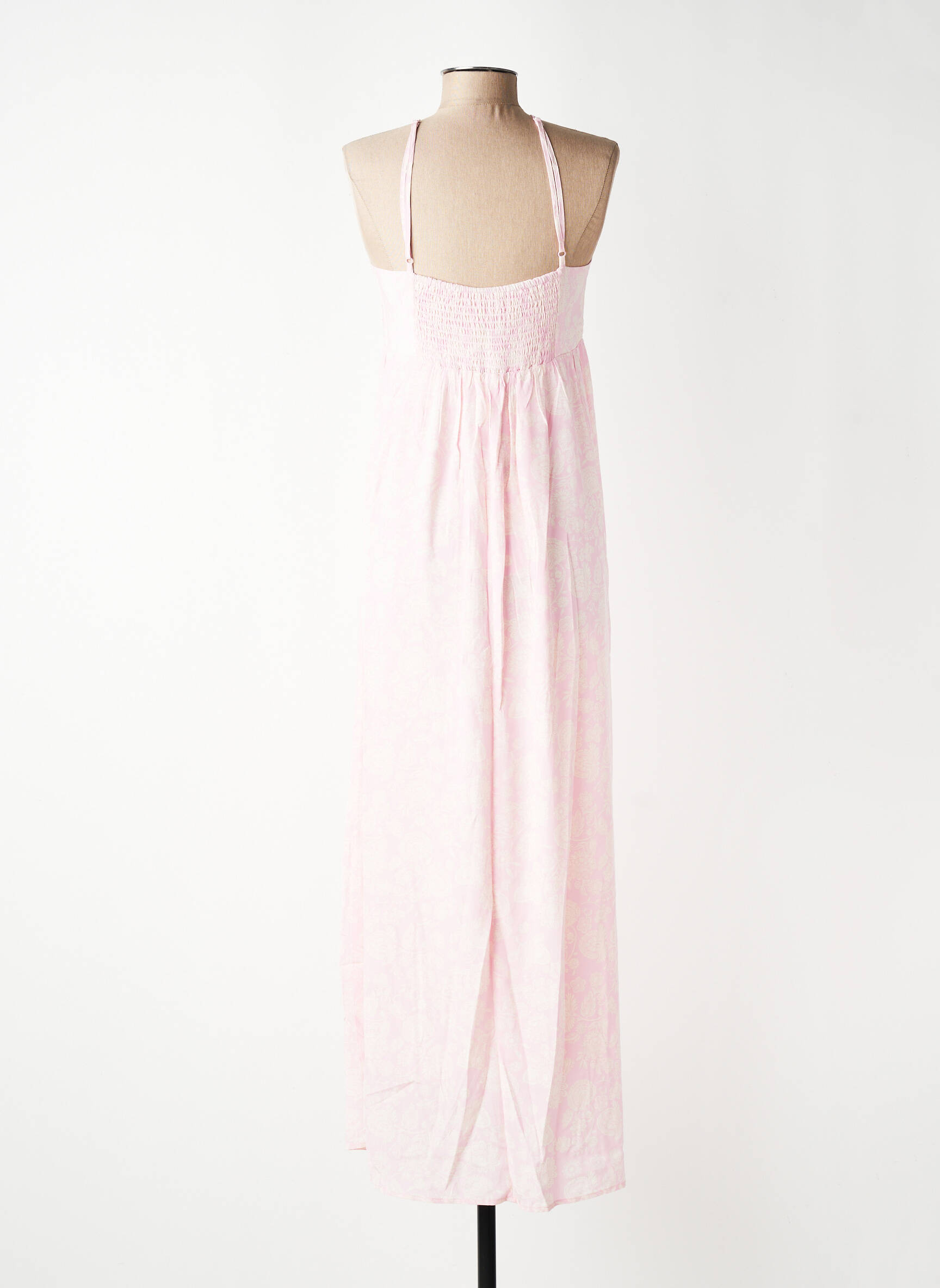 Robe longue imprimé fleurs fines bretelles rose GRACE & MILA femme