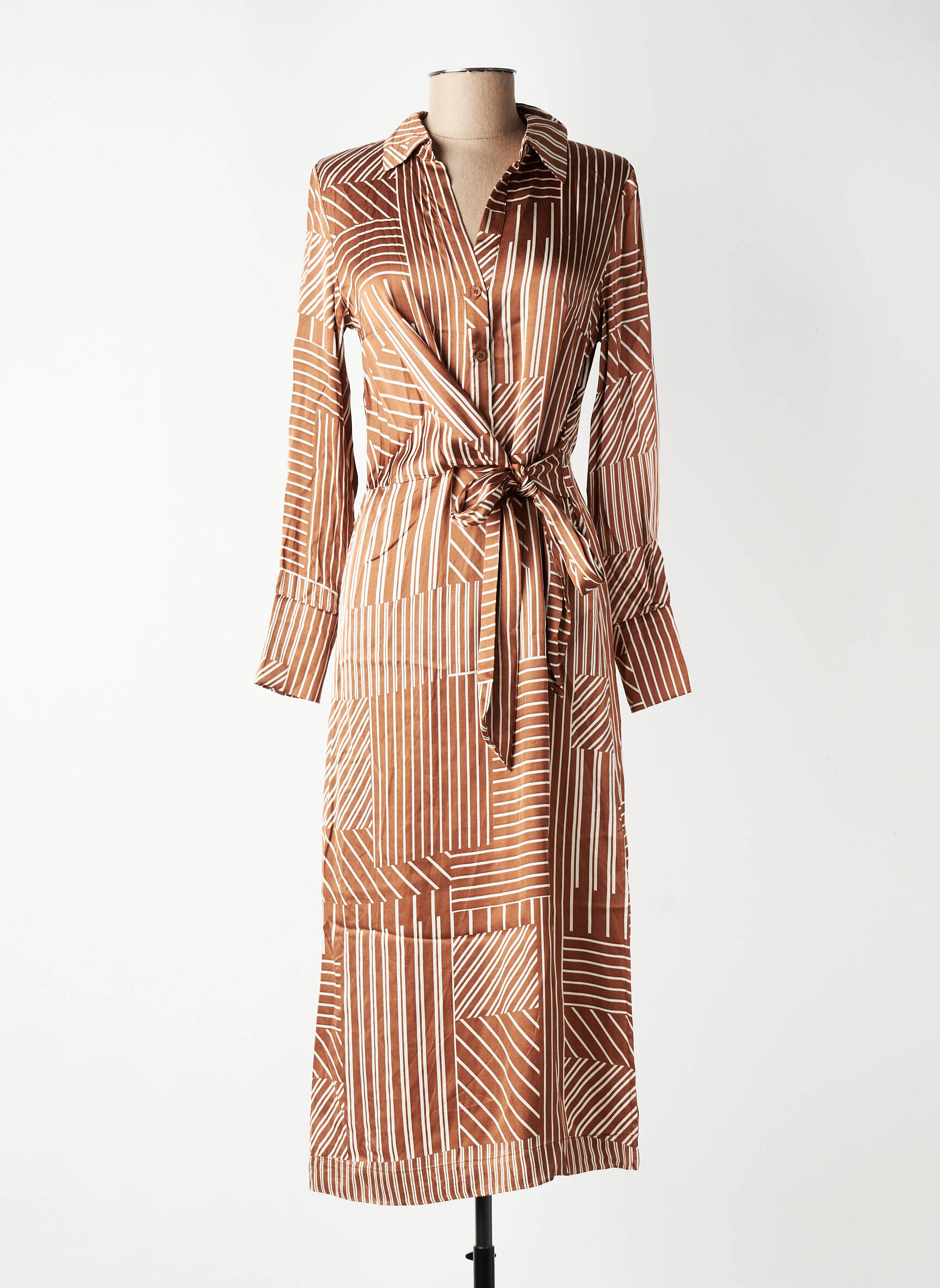 Robe longue manches longues manches longues marron GRACE & MILA femme