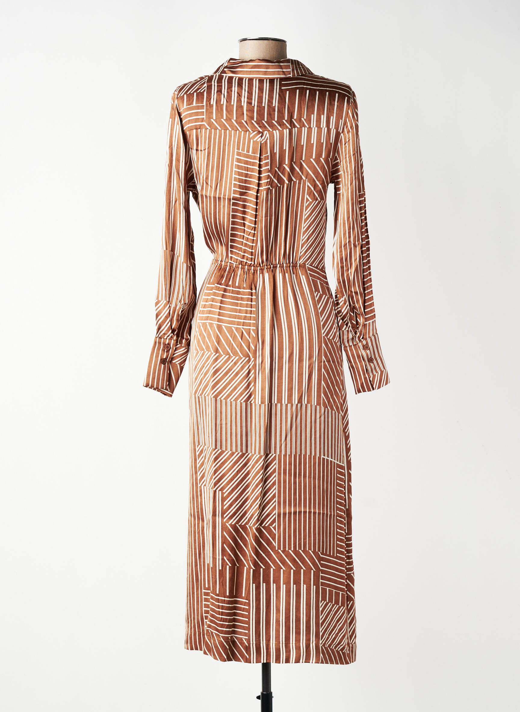Robe longue manches longues manches longues marron GRACE & MILA femme