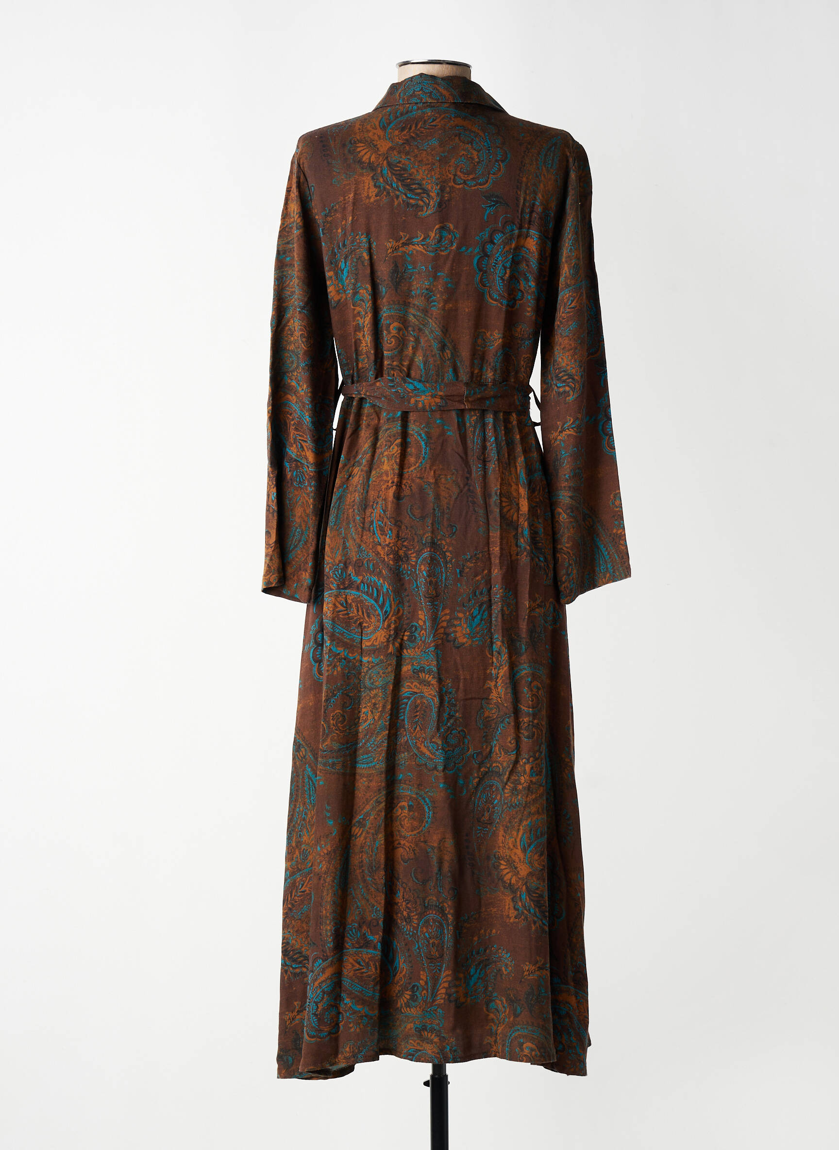 Robe longue manches longues manches longues marron LA REINE TRICOTE femme