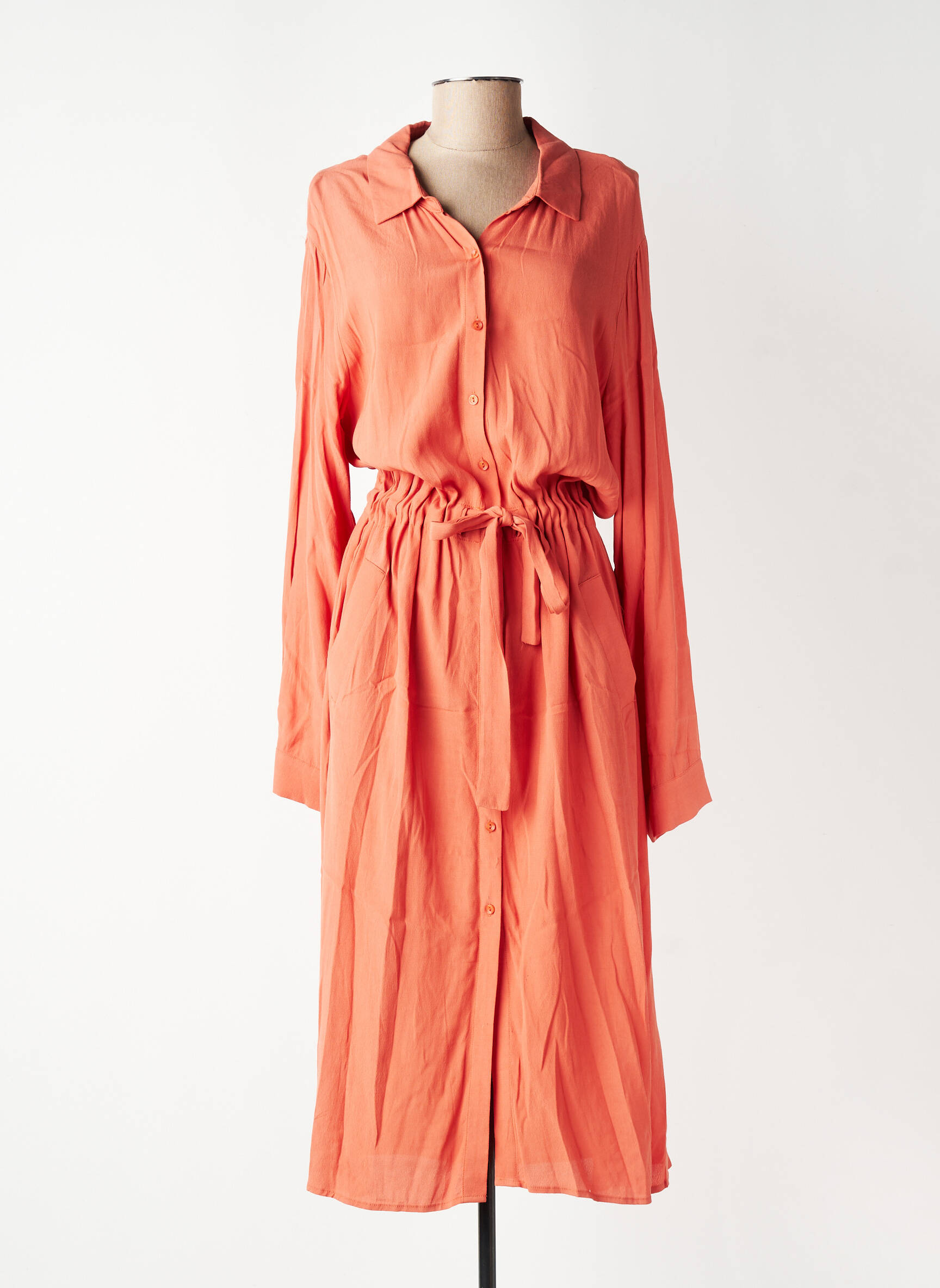 Robe longue manches longues manches longues orange GRACE & MILA femme