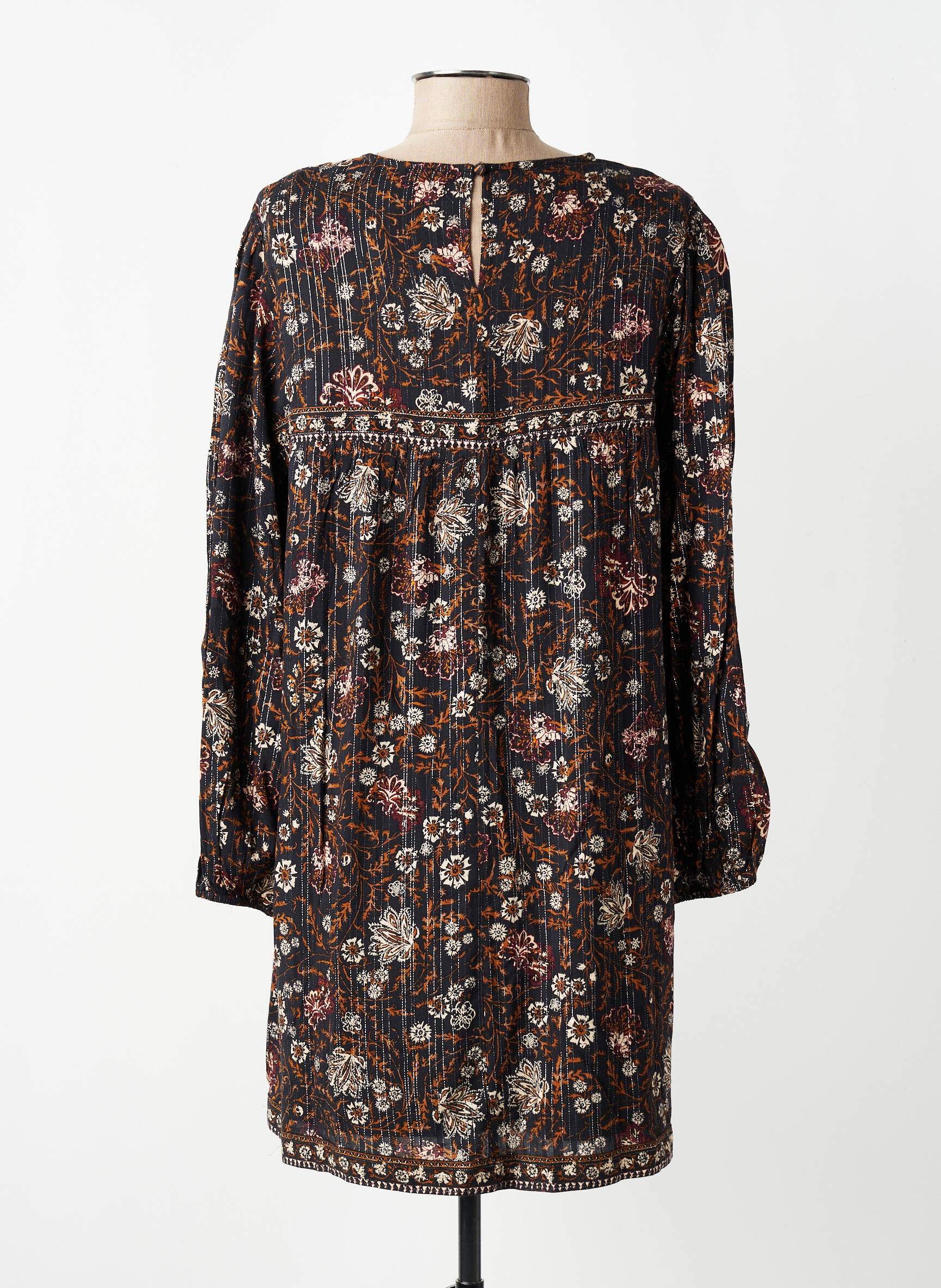 Robe courte coupe évasée manches longues noir GRACE & MILA femme