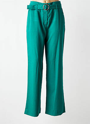 Pantalon droit tissage crêpe taille haute vert VILA femme