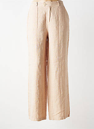 Pantalon large fermeture zippée sous rabat boutonné taille haute beige MUS & BOMBON femme