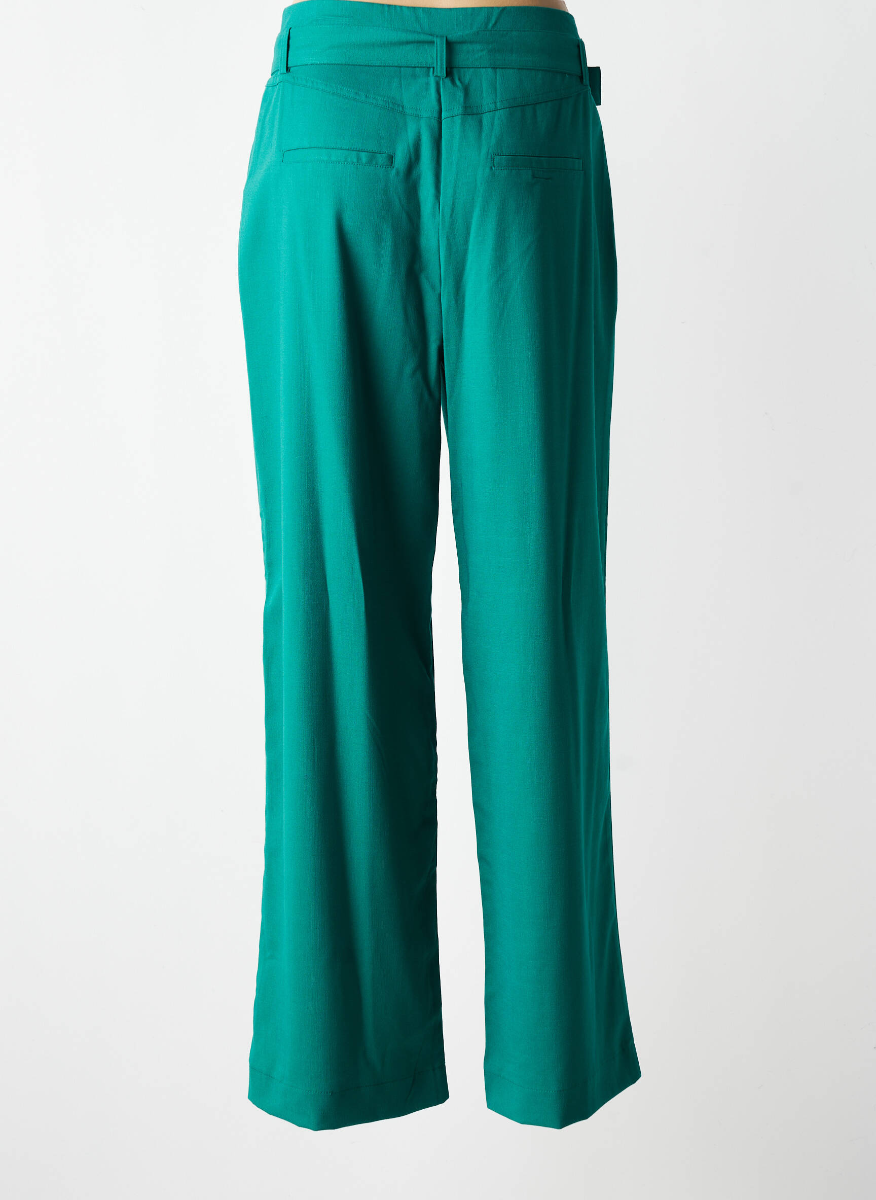 Pantalon droit tissage crêpe taille haute vert VILA femme