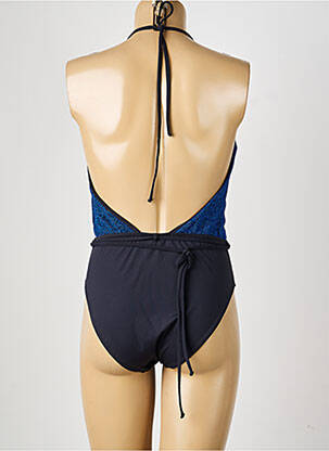 Maillot de bain 1 pièce effet matière satinée haut soutien-gorge balconnet bleu LA NOUVELLE femme
