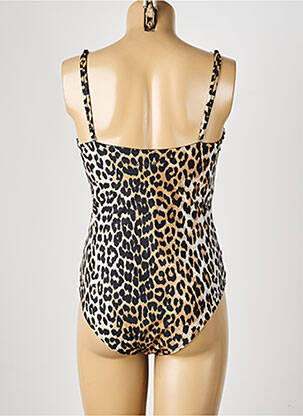 Maillot de bain 1 pièce effet matière satinée haut soutien-gorge avec mousse de rembourrage amovible beige GANNI femme