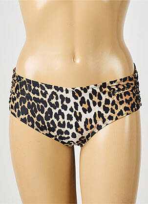 Bas de maillot de bain effet matière satinée culotte beige GANNI femme