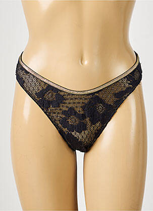 Tanga effet matière satinée noir LA NOUVELLE femme