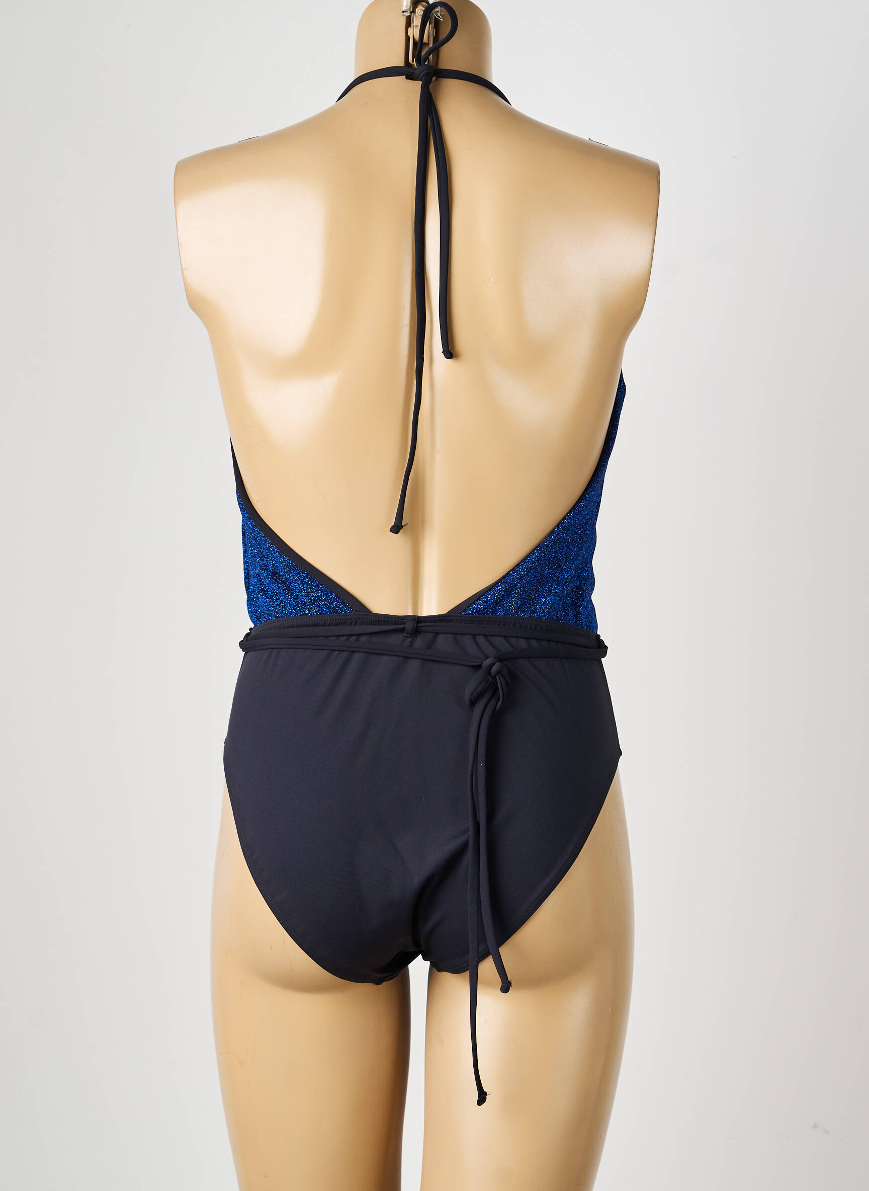 Maillot de bain 1 pièce effet matière satinée haut soutien-gorge balconnet bleu LA NOUVELLE femme