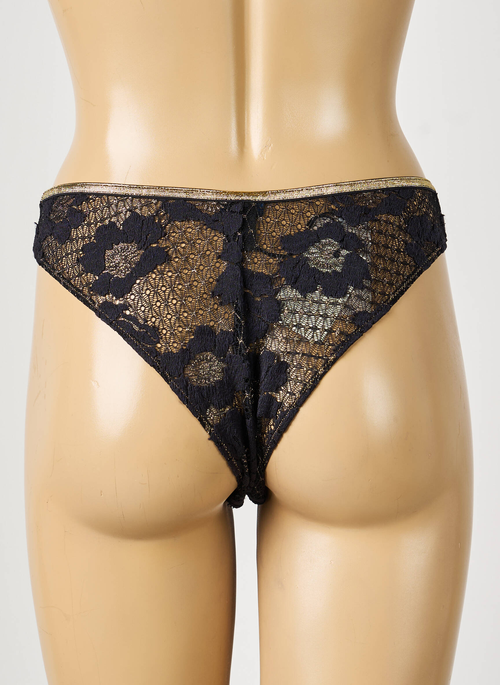 Tanga effet matière satinée noir LA NOUVELLE femme