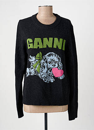 Pull stretch manches longues noir GANNI femme