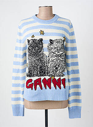 Pull stretch manches longues bleu GANNI femme