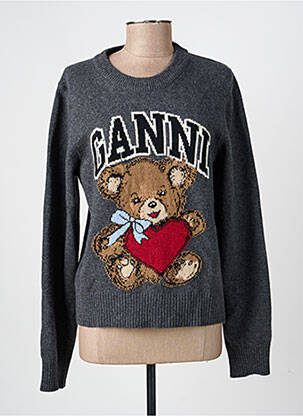 Pull stretch manches longues gris GANNI femme