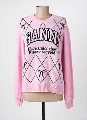 Pull stretch manches longues rose GANNI femme