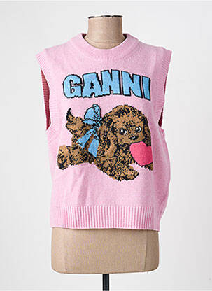 Pull stretch sans manche rose GANNI femme