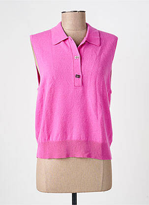 Pull resserrée sur le bas sans manche rose GANNI femme
