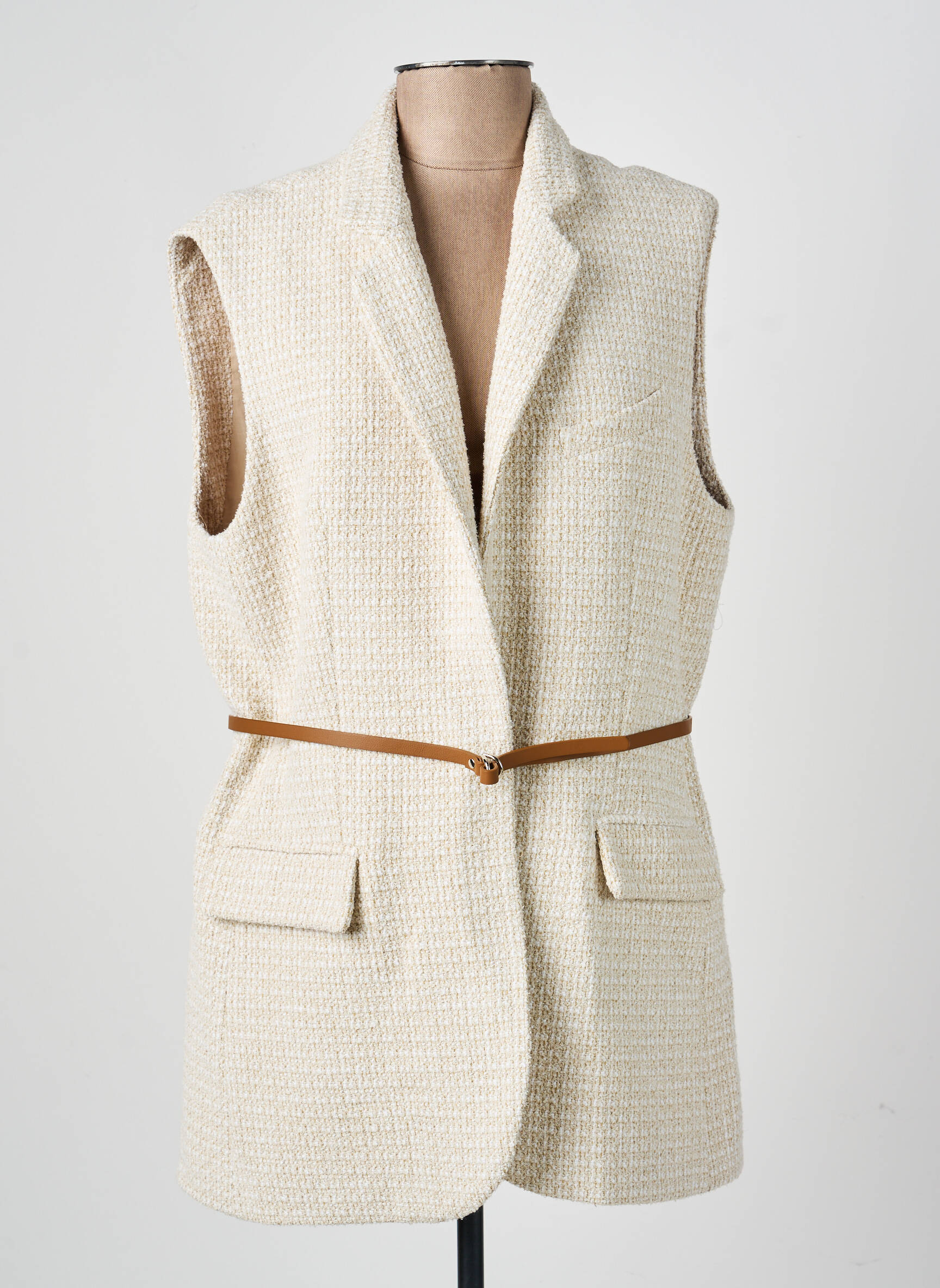 Gilet sans manche poches beige VANESSA BRUNO femme