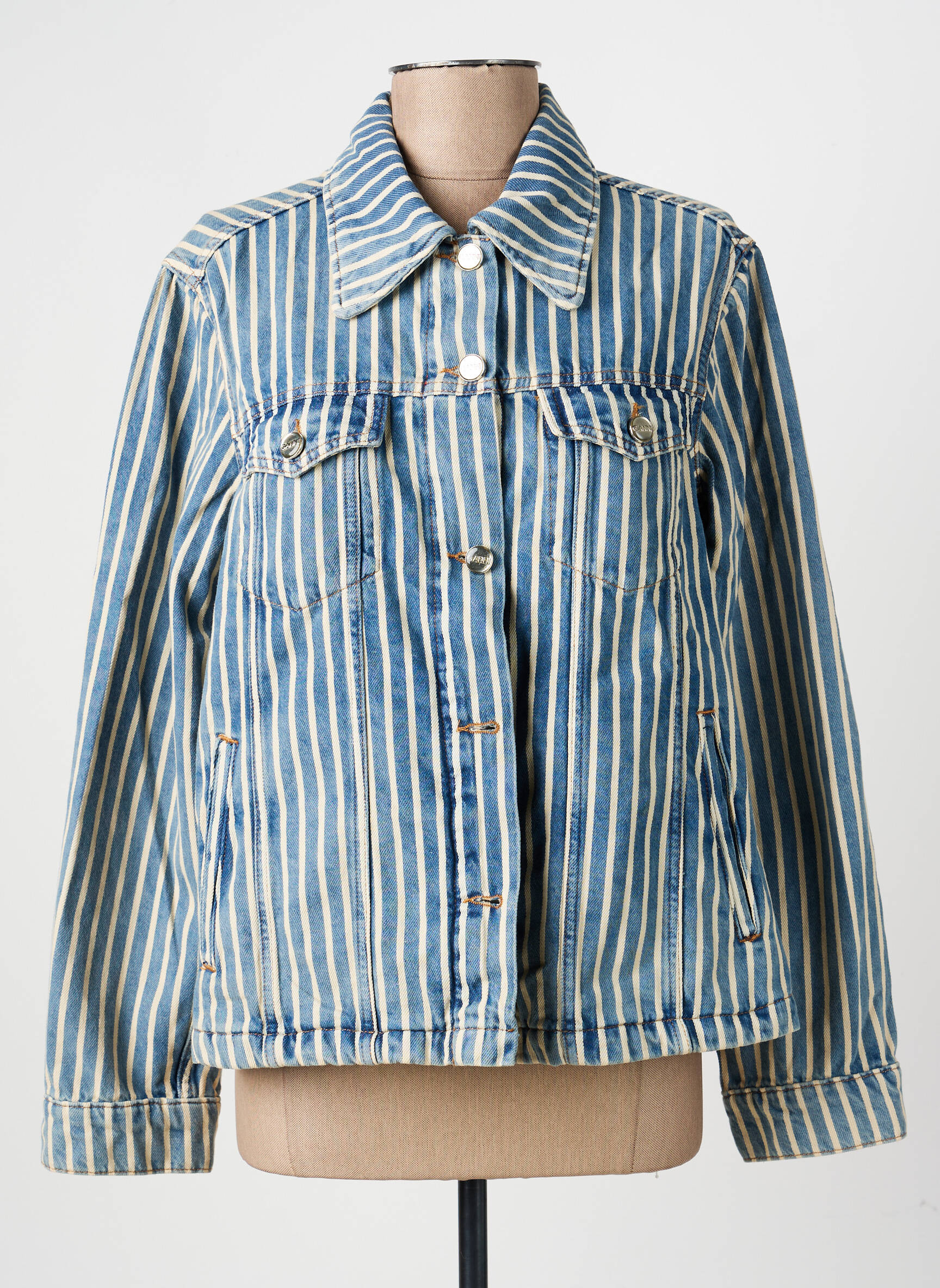 Veste casual poignets boutonnés avec fente bleu GANNI femme