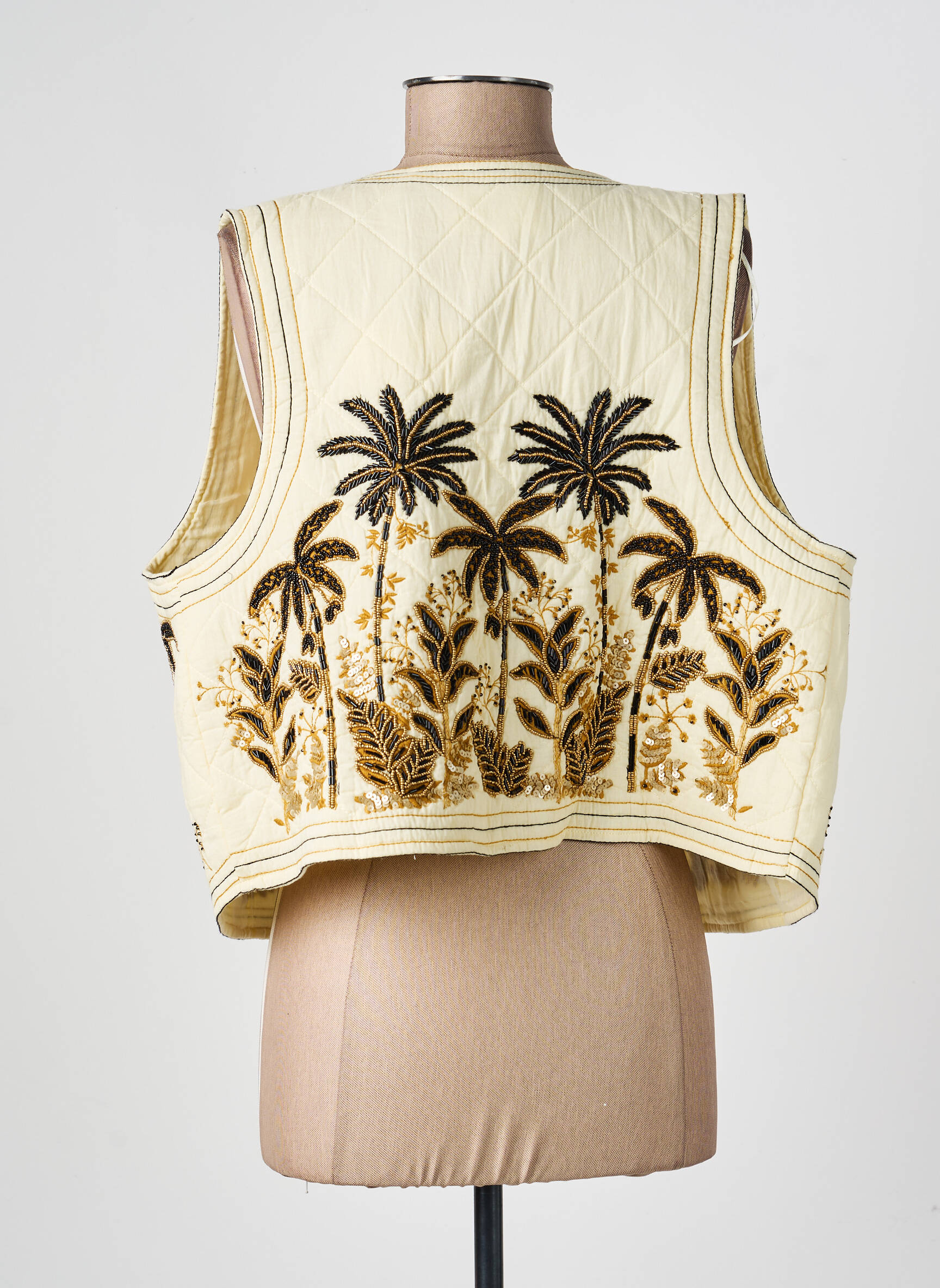 Gilet sans manche coupe droite beige MKT STUDIO femme