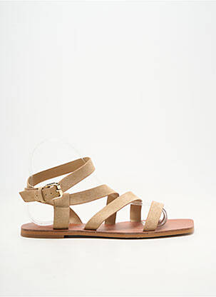 Sandales/nu pieds chiquet talon plat jusqu'à 3cm beige VANESSA WU femme