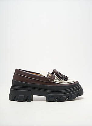 Mocassins matière lisse talon de 4 à 6cm marron GANNI femme