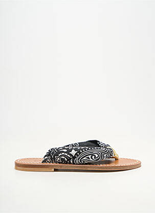 Tongs chiquet talon plat jusqu'à 3cm noir K.JACQUES femme